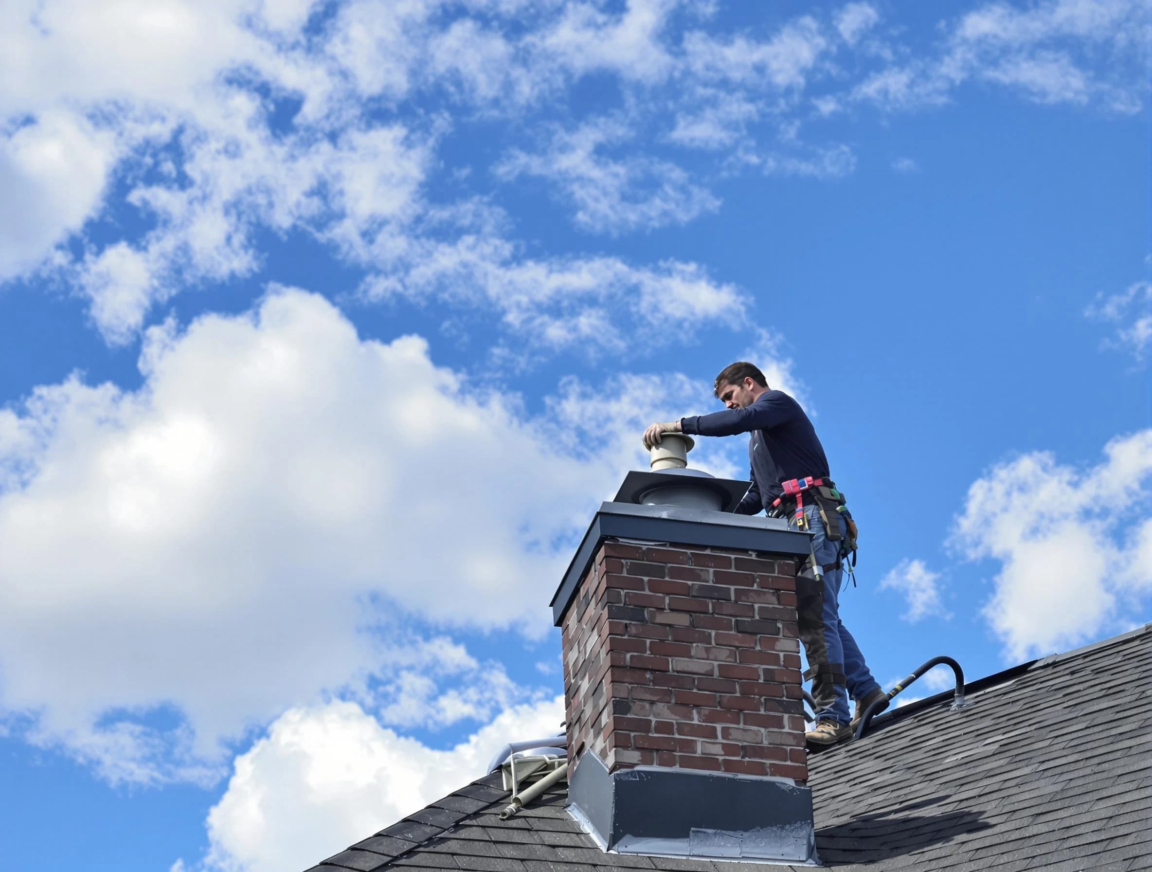 Washington Chimney Sweep installing a sturdy chimney cap in Washington, PA