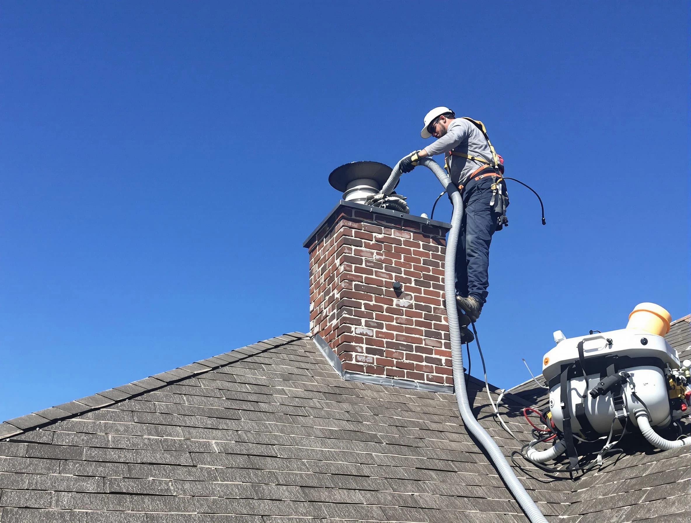 Dedicated Washington Chimney Sweep team member cleaning a chimney in Washington, PA