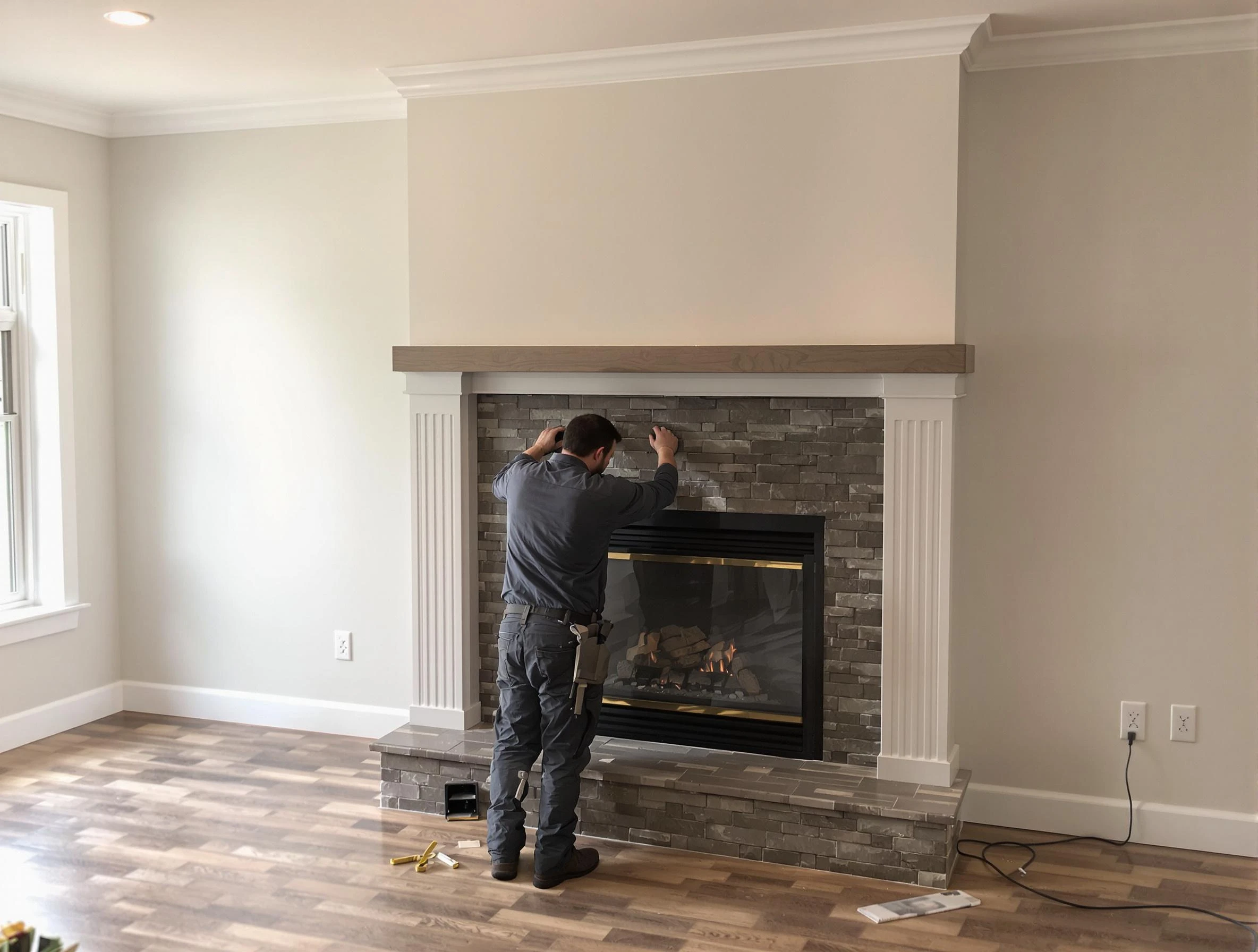 Washington Chimney Sweep finishing a custom fireplace install in Washington, PA